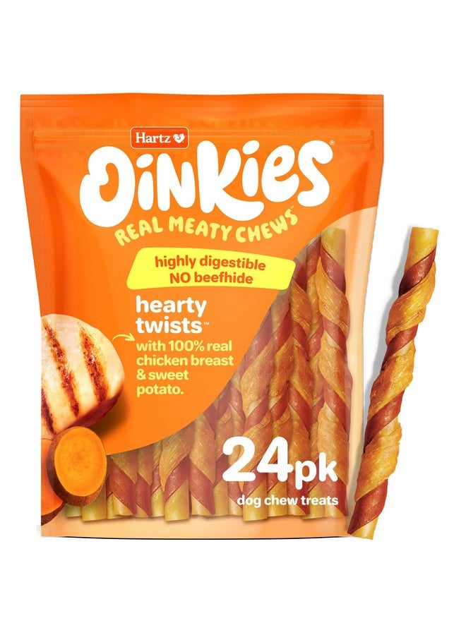هارتز أوينكيز هارتي تويستس مع دجاج حقيقي وبطاطا حلوة خالية من الجلد الخام، علكات للكلاب سهلة الهضم، 24 قطعة - Image 1