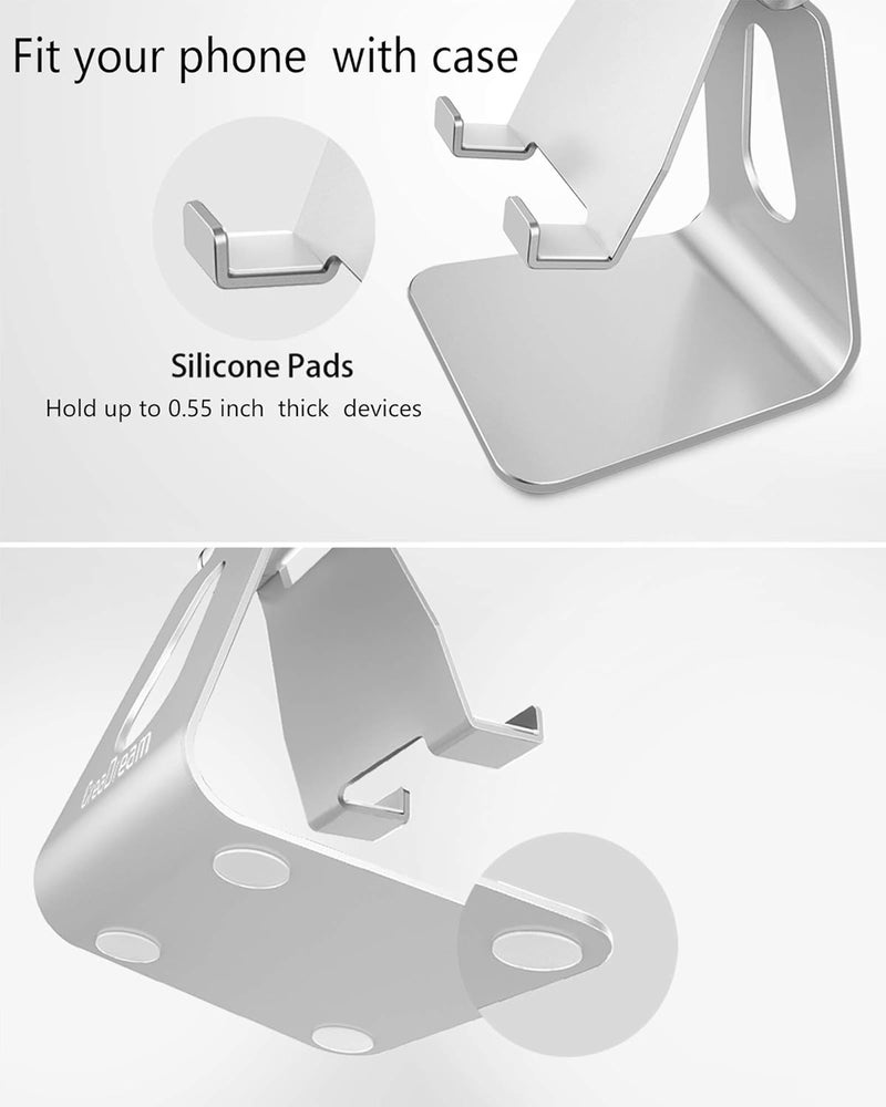 CreaDream Adjustable Cell Phone Stand, Phone Stand, Cradle, Dock, Holder, Aluminum Desktop Stand Compatible with Phone Xs Max Xr 8 7 6 6s Plus SE Charging, Accessories Desk,All Mobile Phones-Silver - Image 5