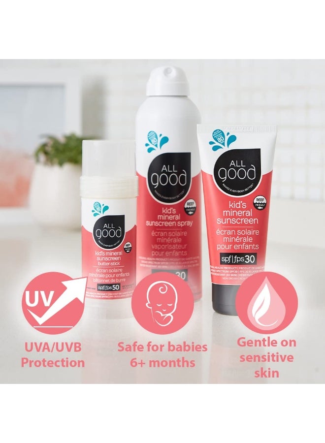 All Good Makes Everything Better All Good Baby & Kids Sunscreen Lotion for Face & Body - UVA/UVB Broad Spectrum, SPF 30, Zinc Oxide, Coral Reef Friendly, Water Resistant- Zinc, Shea Butter, Coconut Oil, Aloe (3 oz)(2-pack) - Image 3