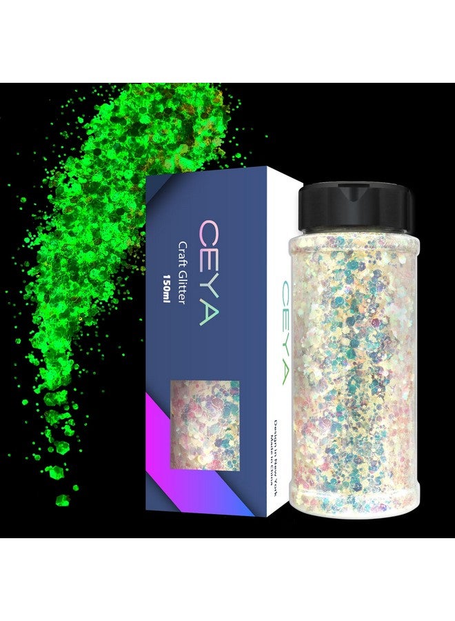 ceya Glow In The Dark Glitter, 2.8Oz/ 80G White Luminous Chunky Glitter Mix Fine Powder Flakes Fluorescent Nail Sequins For Epoxy Resin, Tumblers, Halloween Party, Festival Decor - Image 1