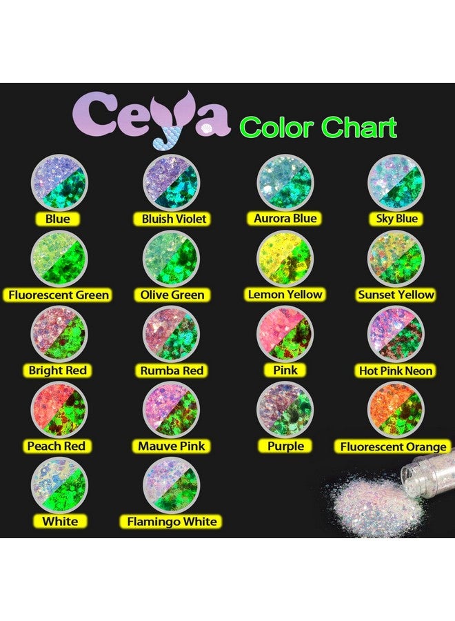 ceya Glow In The Dark Glitter, 2.8Oz/ 80G White Luminous Chunky Glitter Mix Fine Powder Flakes Fluorescent Nail Sequins For Epoxy Resin, Tumblers, Halloween Party, Festival Decor - Image 3