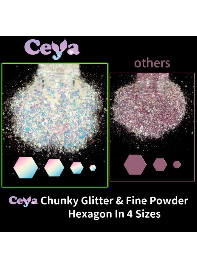 ceya Glow In The Dark Glitter, 2.8Oz/ 80G White Luminous Chunky Glitter Mix Fine Powder Flakes Fluorescent Nail Sequins For Epoxy Resin, Tumblers, Halloween Party, Festival Decor - Image 4
