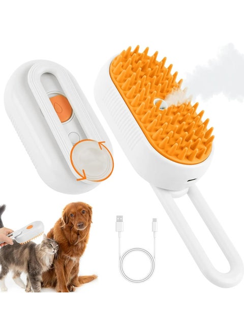 CMGTYYD Cat Steam Brush, Detachable 3-in-1 Cat Hair Brush, Self-Cleaning Cat Brush with Steam Massage, Steam Pet Brush for Removing Tangles and Loose Hair (White)