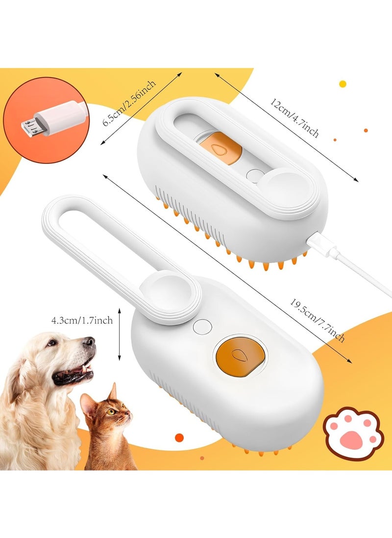CMGTYYD Cat Steam Brush, Detachable 3-in-1 Cat Hair Brush, Self-Cleaning Cat Brush with Steam Massage, Steam Pet Brush for Removing Tangles and Loose Hair (White)