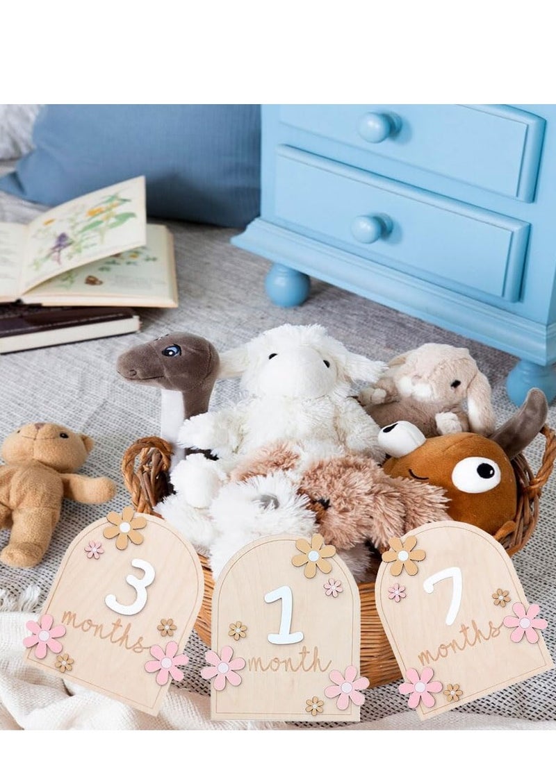 Generic 12 Months Wooden Baby Monthly Milestone Cards, Baby Monthly Milestones for Newborn Babies,1-12 Months Wooden Cards with Interchangeable Numbers, Pregnancy Baby Shower Gifts for Father's Day  - Image 3