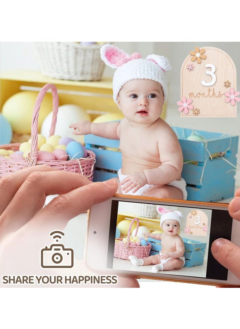 Generic 12 Months Wooden Baby Monthly Milestone Cards, Baby Monthly Milestones for Newborn Babies,1-12 Months Wooden Cards with Interchangeable Numbers, Pregnancy Baby Shower Gifts for Father's Day  - Image 4