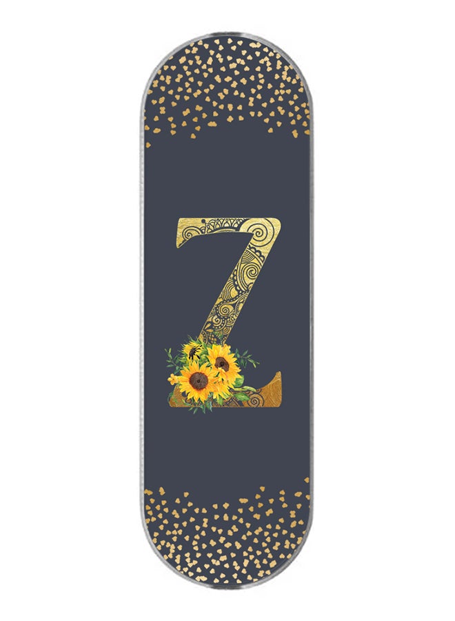 3-In-1 Universal Mobile Phone Grip Holder- Custom Monogram Initial Letter Mandala Floral Pattern Alphabet - Z (Grey)