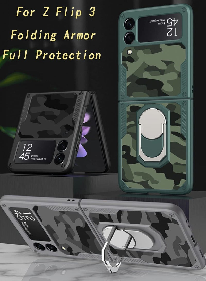 Excefore Case for Samsung Z Flip 3 Case, Built-in Kickstand Shockproof Fold 360 degrees Protection Cover - Image 2