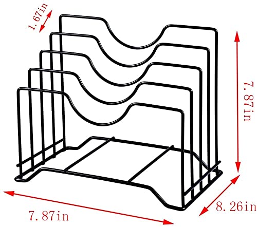Entraxa Stainless Iron Cutting Board Holder Cutting Board Storage Organizer Pot Lid Rack Organizer Kitchen Cabinet Rack Storage with 4 Sectional Black - Image 3