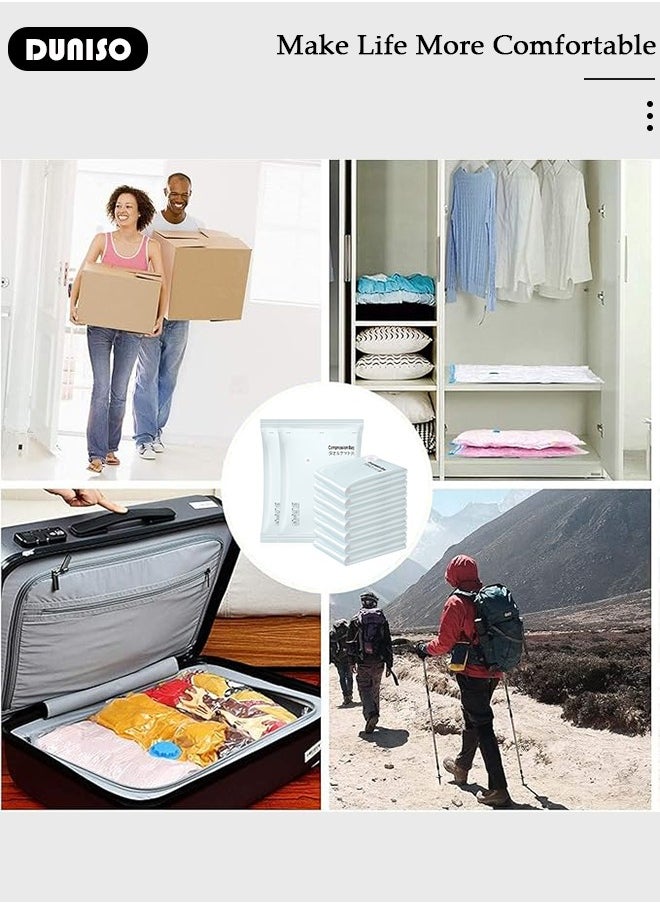 70*50 cm Vacuum Storage Bags-5 Compression Bags Pump Needed Reusable Compression Bags Space Saver Home Packing Organizers for Packing, Clothes, Comforters, Blankets
