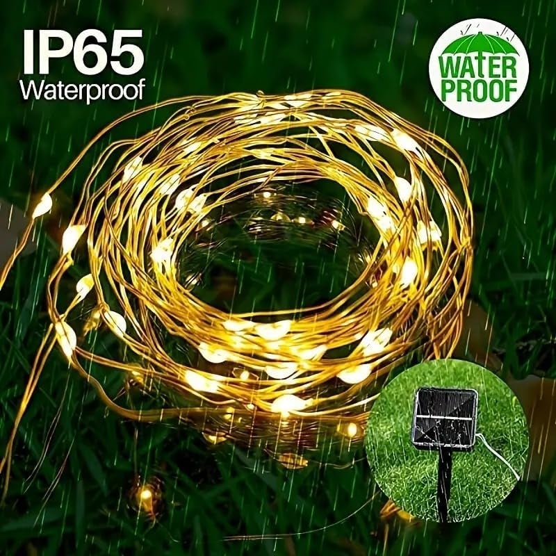 CBK Solar Fairy String Light 200 LEDs 22 Meter Inbuilt Rechargable Batery IP65 Waterproof 8 Mode Copper Wire for Garden Yard Balcony Diwali Christmas Party & Home Decor Led Light - Image 5