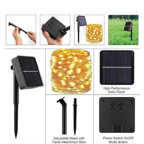 CBK Solar Fairy String Light 200 LEDs 22 Meter Inbuilt Rechargable Batery IP65 Waterproof 8 Mode Copper Wire for Garden Yard Balcony Diwali Christmas Party & Home Decor Led Light - Image 2
