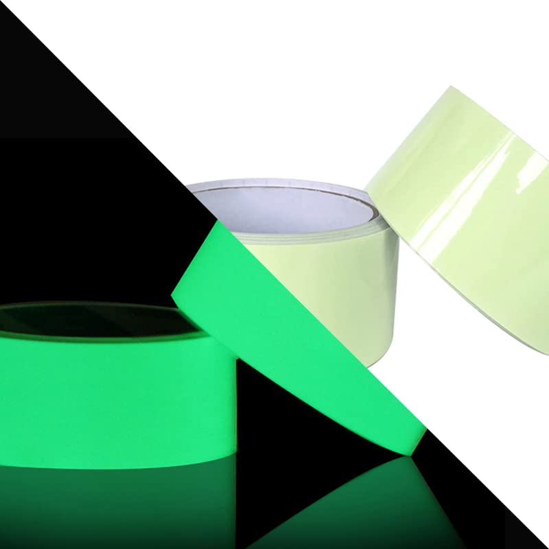 Gold Leaf GOLD LEAF Glow in The Dark Tape 5 Meter x 2 inch Green High Bright Luminous Tape Sticker Removeble Waterproof and Photoluminescent Pack Of 2  - Image 1