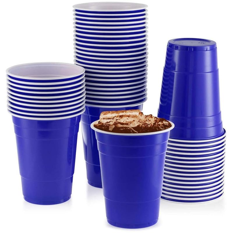 Selibration Dark Blue Plastic Reusable Colourful Cups Set for Occasional Party, Strong Reusable Glass, Leakproof, Recylable, Great for Water, Juices, Milk & More, Party & Event Supplies (Set of 25pcs) - Image 1