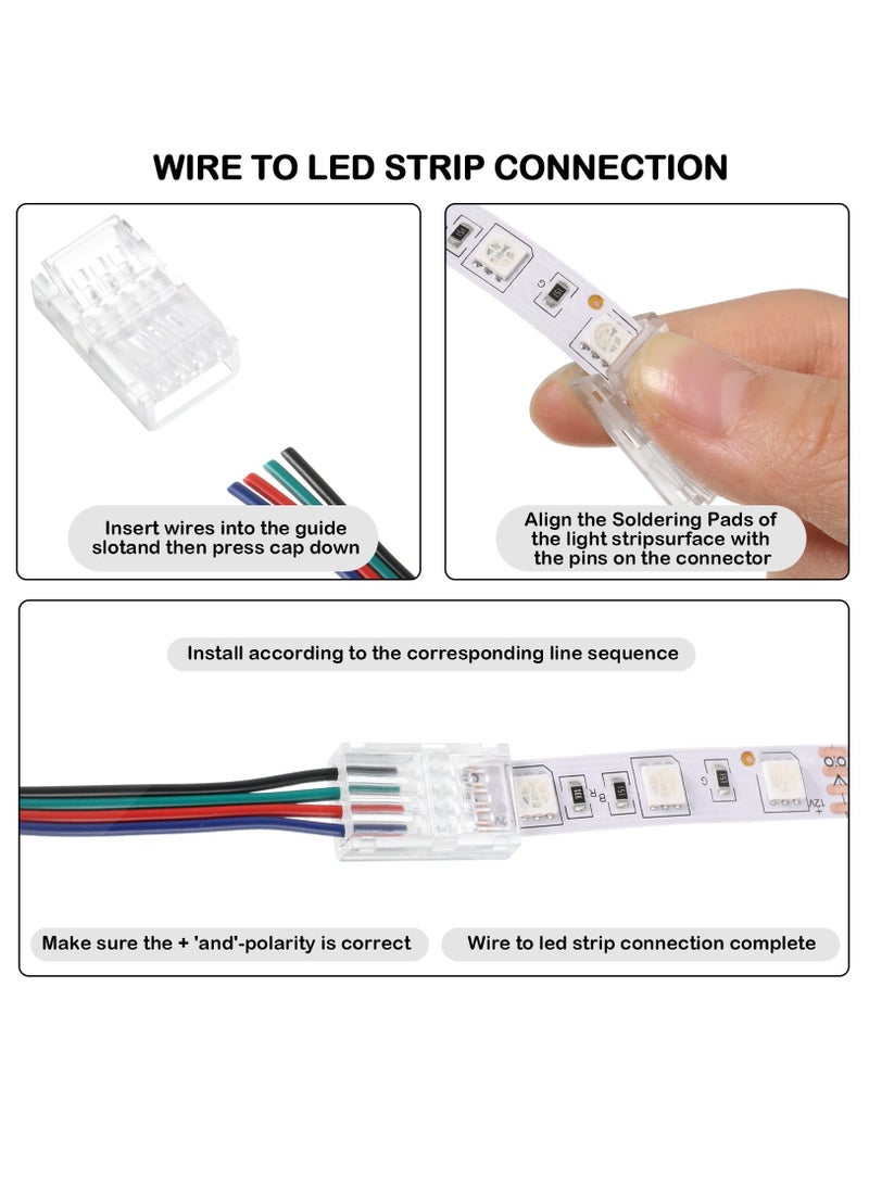 Generic LED Strip Connector, Waterproof Solderless Crystal Buckle Adapter for 10mm 4-Pin LED Flexible Light Strips, Seamless Track Lighting Connector for 5V, 12V, 24V Applications.  - Image 4