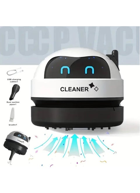 Mini Portable Desktop Vacuum Cleaner - Compact Computer Accessories for Quietly Picking Up Crumbs, Eraser Crumbs, and Flakes - Rechargeable USB Battery-Powered (Black)