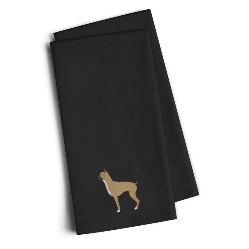 Caroline's Treasures ""Caroline's Treasures BB3453BKTWE Boxer Black Embroidered Kitchen Towel (Set of 2)  28"""" H x 19"""" W  Multicolor""