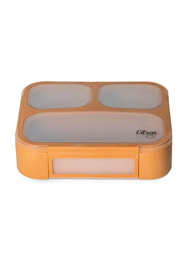 Citron Bento Lunchbox Comes With Fork And Spoon, Snack And Portion Control Containers For Kids And Adults, Leakproof And Bpa Free - Caramel
