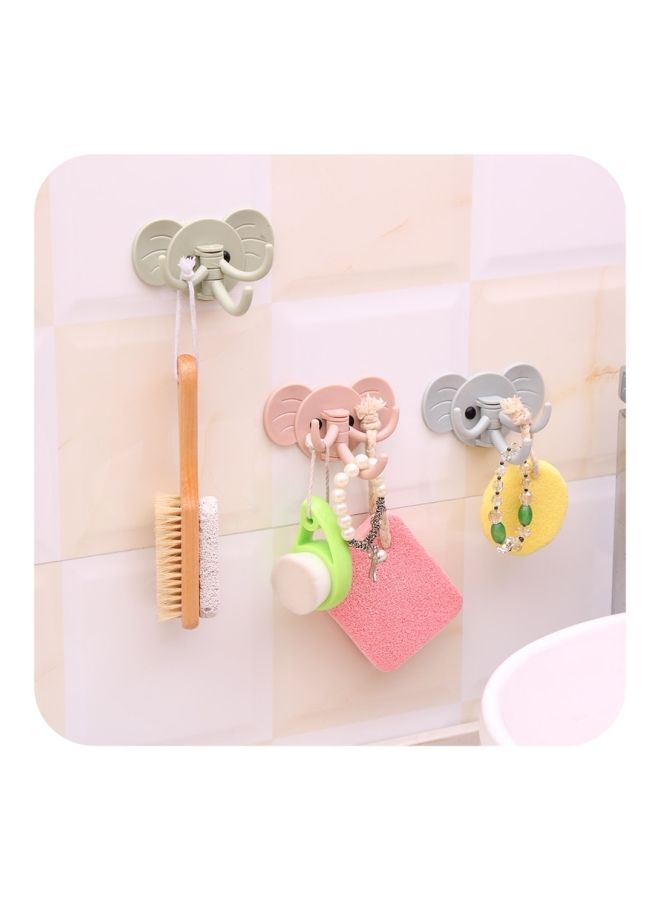 NIBEMINENT 3-Piece Qiangtie Elephant Shaped Door Hook Set Grey/Pink One Size  - Image 1