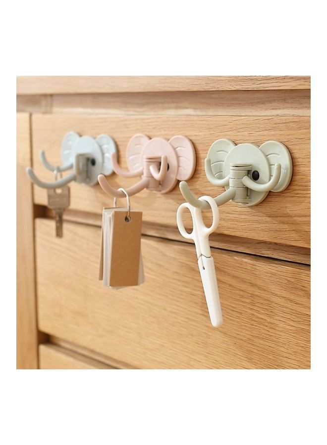 NIBEMINENT 3-Piece Qiangtie Elephant Shaped Door Hook Set Grey/Pink One Size  - Image 2