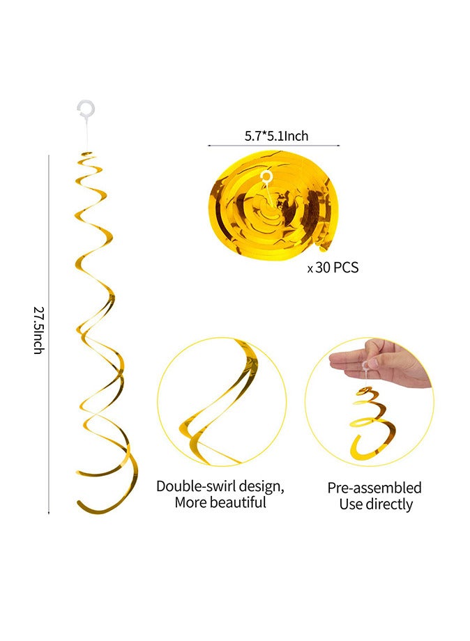 30 Pieces of Plastic Streamer Gold Hanging Swirl Decorations for Ceiling Wedding Party Supply Party Decoration Birthday Decoration - Image 2