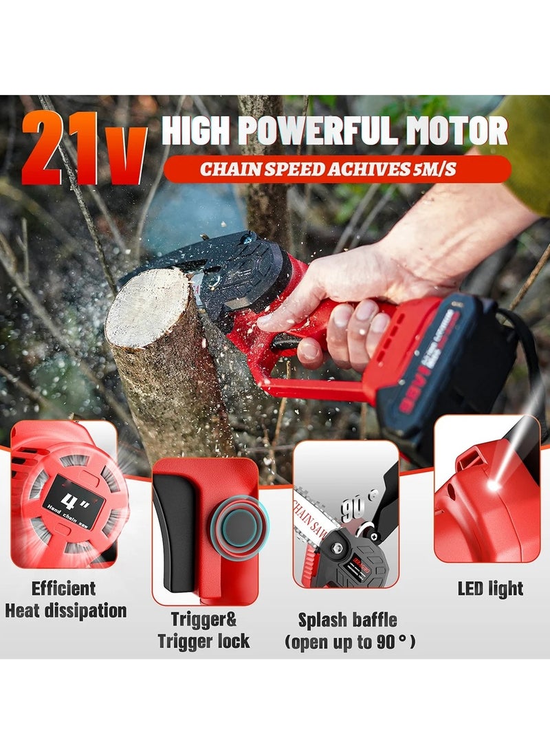 AROAQ - Portable Cordless Chainsaw 4inch 550W Handheld Battery Powered Electric Chainsaw Tree Branch Wood Pruning Cutting Tools - Image 1