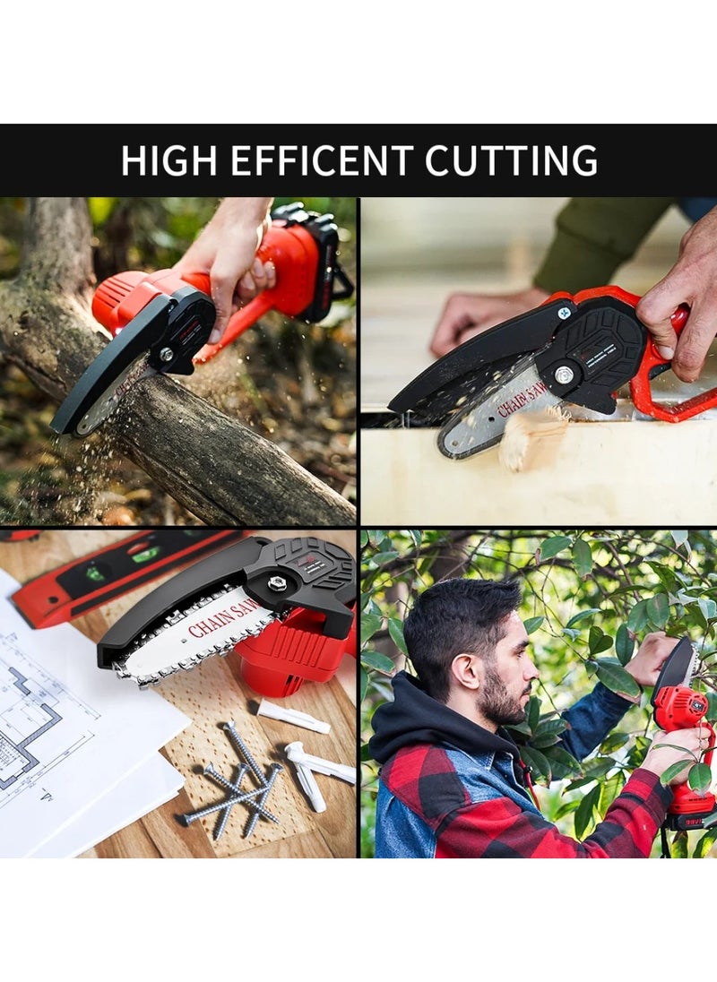 AROAQ - Portable Cordless Chainsaw 4inch 550W Handheld Battery Powered Electric Chainsaw Tree Branch Wood Pruning Cutting Tools - Image 1