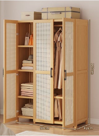 Rattan Panel Wooden Wardrobe 3 Door Freestanding Closet Organizer with Hanging Rod & Shelves Size 160ccm 90cm 42cm - pzsku/ZA166E41D20780CFEEDD4Z/45/1744284514/eddc7bac-b71d-43f0-8d3b-7725cb30160b