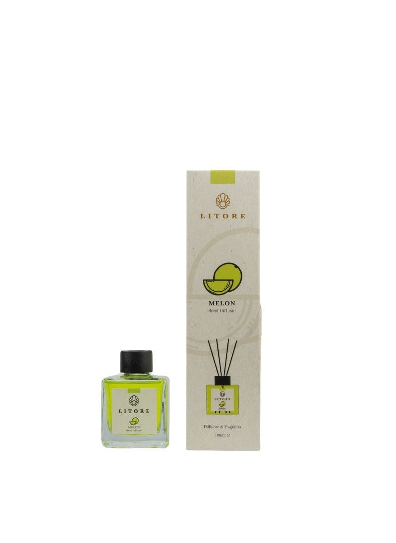 Litore Litore Melon Reed Diffuser, Best Diffuser Aromatherapy Perfume, Home Fragrance, Oil Diffuser & Reed Diffuser Sticks- Perfect for Home & Office - 100 ml  - Image 1