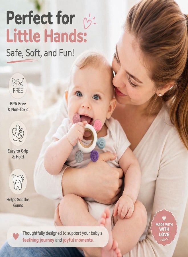 STOFFIER GARTEN Baby Teether Toy for 3+ Months, BPA-Free Food Grade Silicone Teething Ring, Soft Chew Toy for Teething Relief, Easy Grip Sensory Teether for Infants 6–12 Months, Newborn Baby Gift for Boys & Girls - Image 4