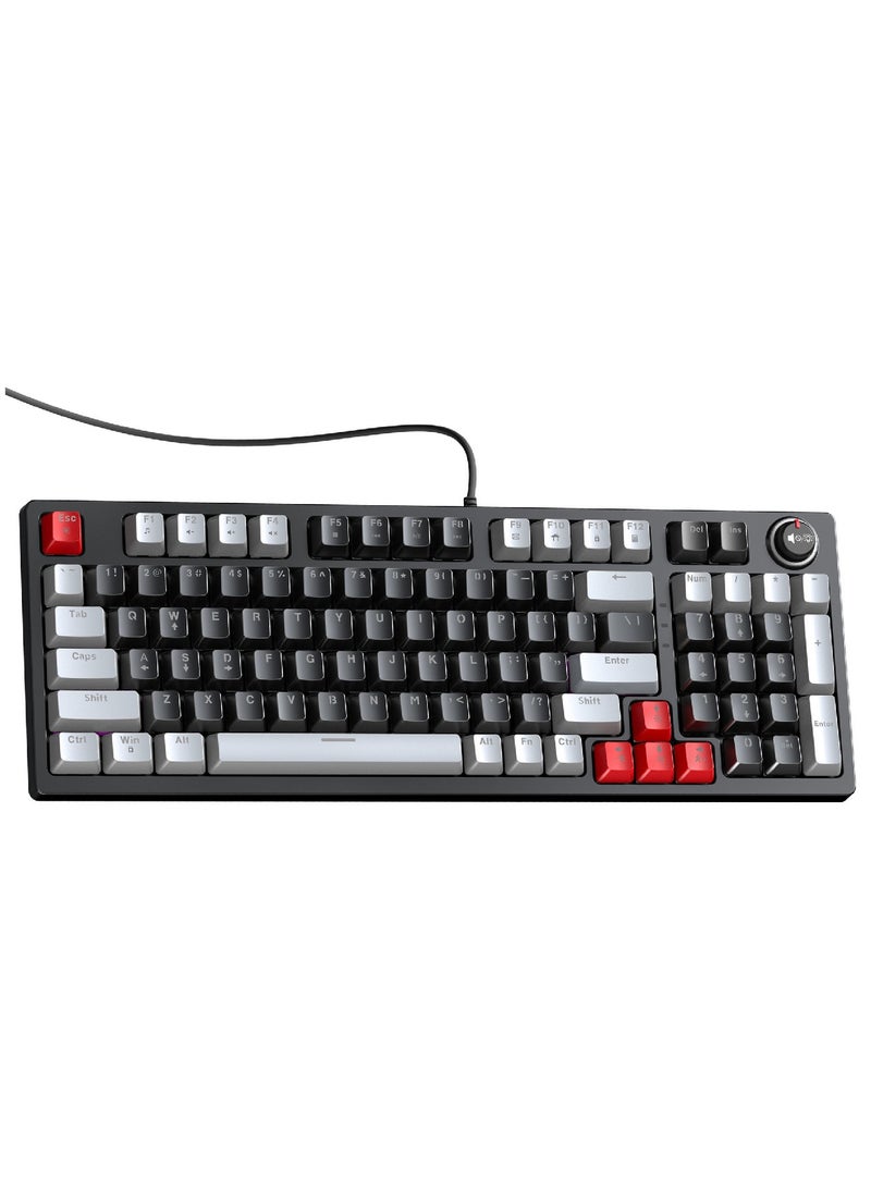 T-WOLF 80% Mechanical Gaming Keyboard LED Backlit Compact 97 Keys Wired Mechanical Keyboard With Volume Control Knob  Switch Keyboard for Gaming or Office  - Image 1