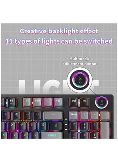 T-WOLF 80% Mechanical Gaming Keyboard LED Backlit Compact 97 Keys Wired Mechanical Keyboard With Volume Control Knob  Switch Keyboard for Gaming or Office  - Image 4