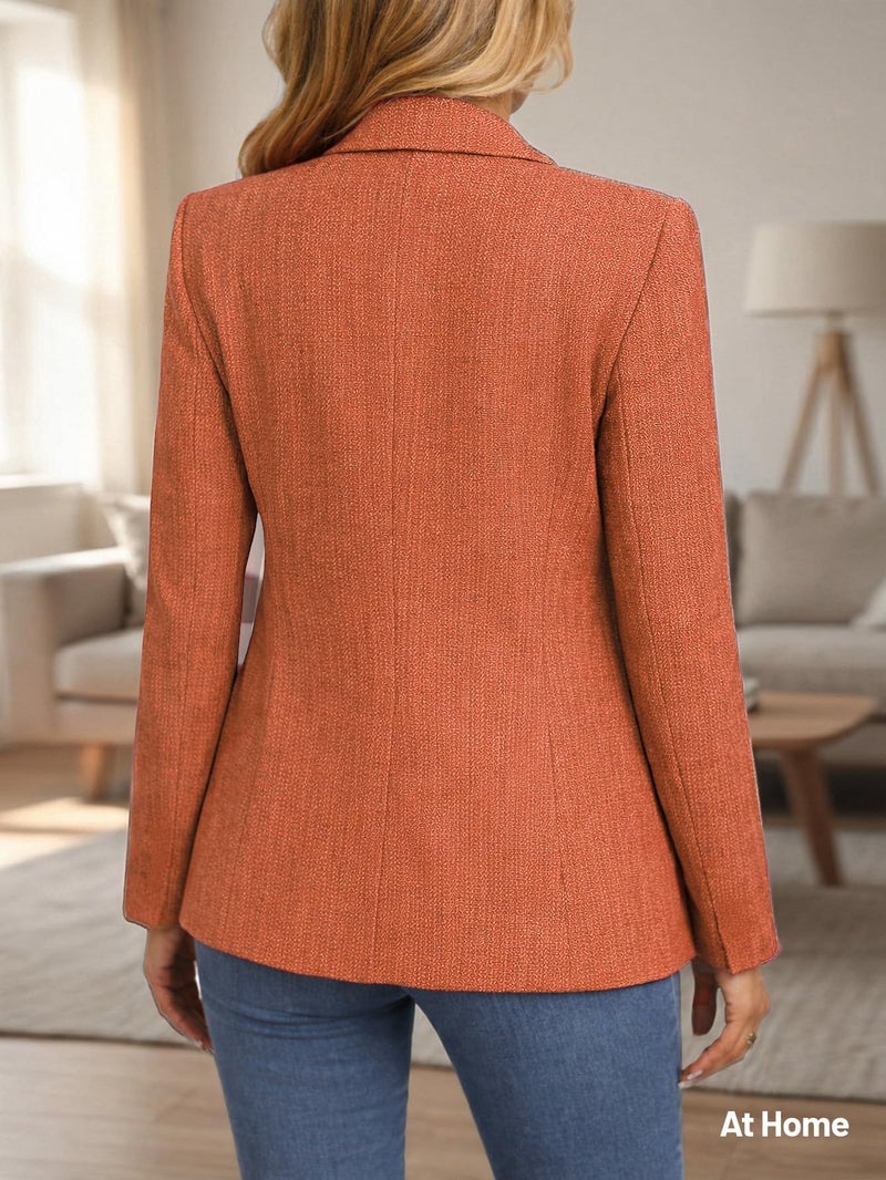 Mina Self Orange Blazers Jacket for Women 2026 Fall Winter Casual Blazer Fashion Womens Long Lightweight Work Business Lady Double-Breasted Boyfriend Petite Suit Suits XL - Image 5
