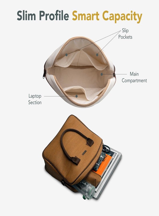 Handy Office Handbag for Men & Women Office Work Multipurpose Stylish Recycled Material HandBags with Laptop Compartment (Size: 16x14x5 Inches, Color: Brown) - Image 4