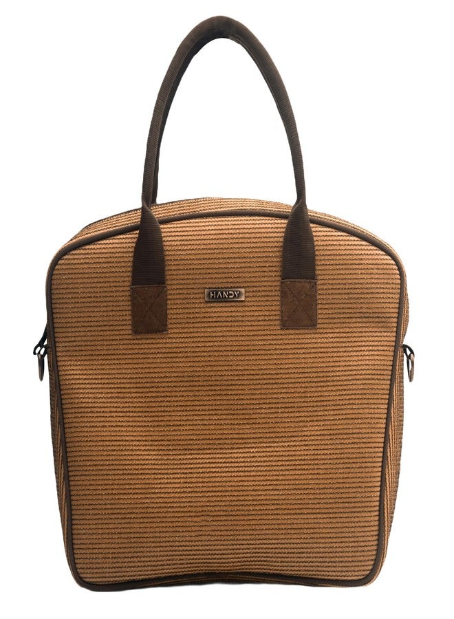 Handy Office Handbag for Men & Women Office Work Multipurpose Stylish Recycled Material HandBags with Laptop Compartment (Size: 16x14x5 Inches, Color: Brown) - Image 1