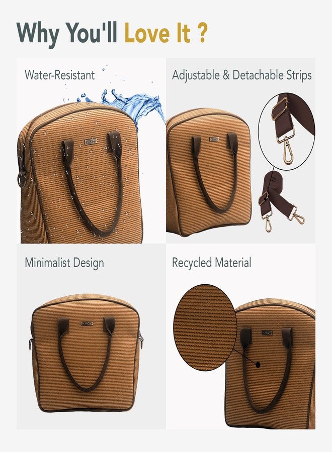 Handy Office Handbag for Men & Women Office Work Multipurpose Stylish Recycled Material HandBags with Laptop Compartment (Size: 16x14x5 Inches, Color: Brown) - Image 5