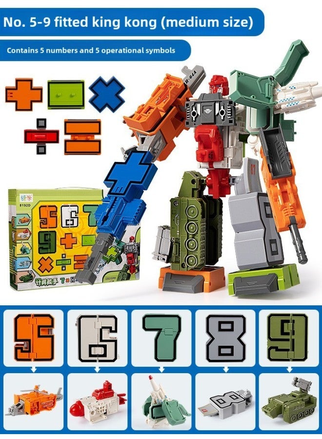 Digital Fit Deformation Toy Dinosaur Robot Boy King Kong Car Puzzle 5100 Change 4 Letters 6 Years Old Children 3-Color:Standard Edition (56789+5 Operators) Gift Box - Image 1