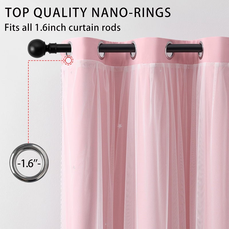 XiDi Light Pink Blackout Curtains for Girls Bedroom Living Room 63 Inches Long 2 Panels Hollow Star Nursery Kids Thermal Insulated Room Darkening Drapes Grommet Noise Reducing Window Curtains 34x63 - Image 5