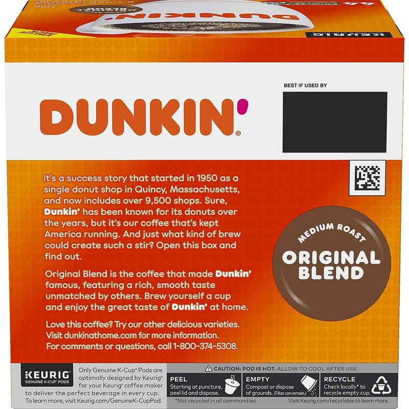 Dunkin Donuts Dunkin' Donuts 2091512 Original Blend Coffee K-Cup Pods Medium Roast 44/Box (006933) - Image 5