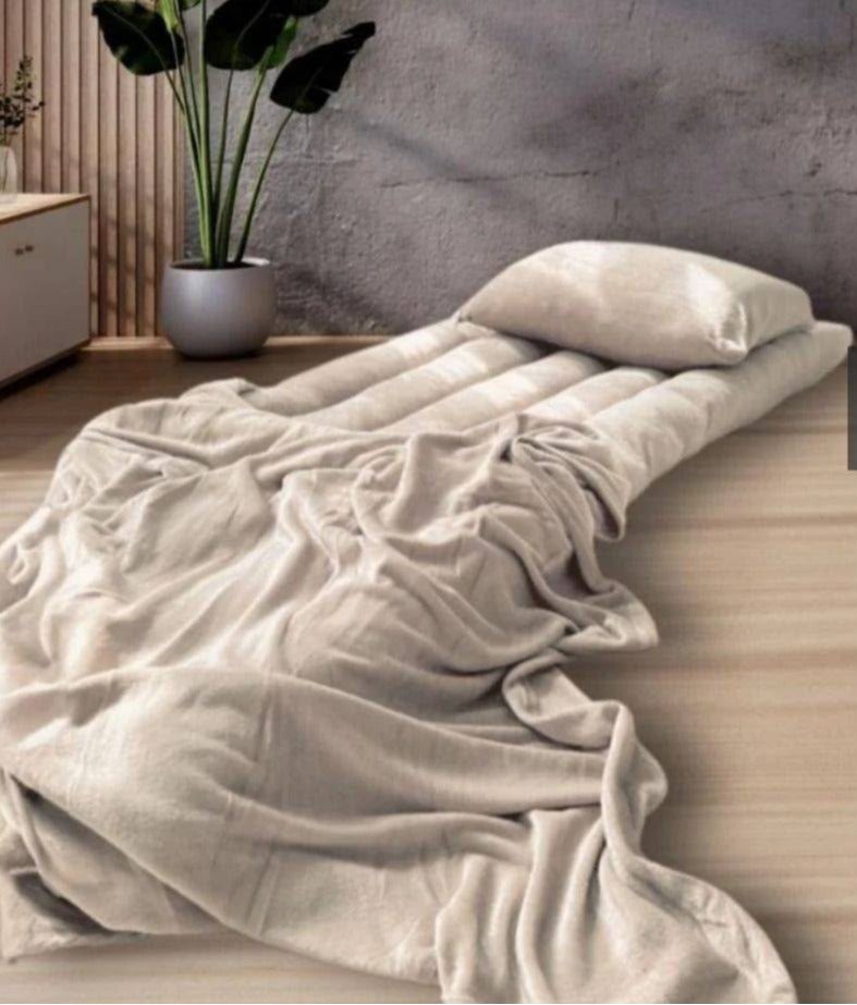 3-in-1 Velvet Hospitality Package with Natural Cotton Mattress, Light Blanket, and Luxurious Pillow - Image 1