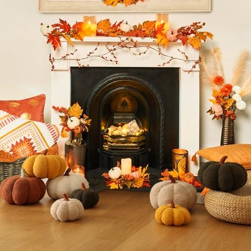 YRXRUS Pumpkin Pillows, Halloween Pumpkin Pillow Set of 2, Brown Throw Pillows Fall Room Decoration, Teddy Fleece 6x12&4x7 Inches Accent Cushion Gifts for Holiday - Image 3
