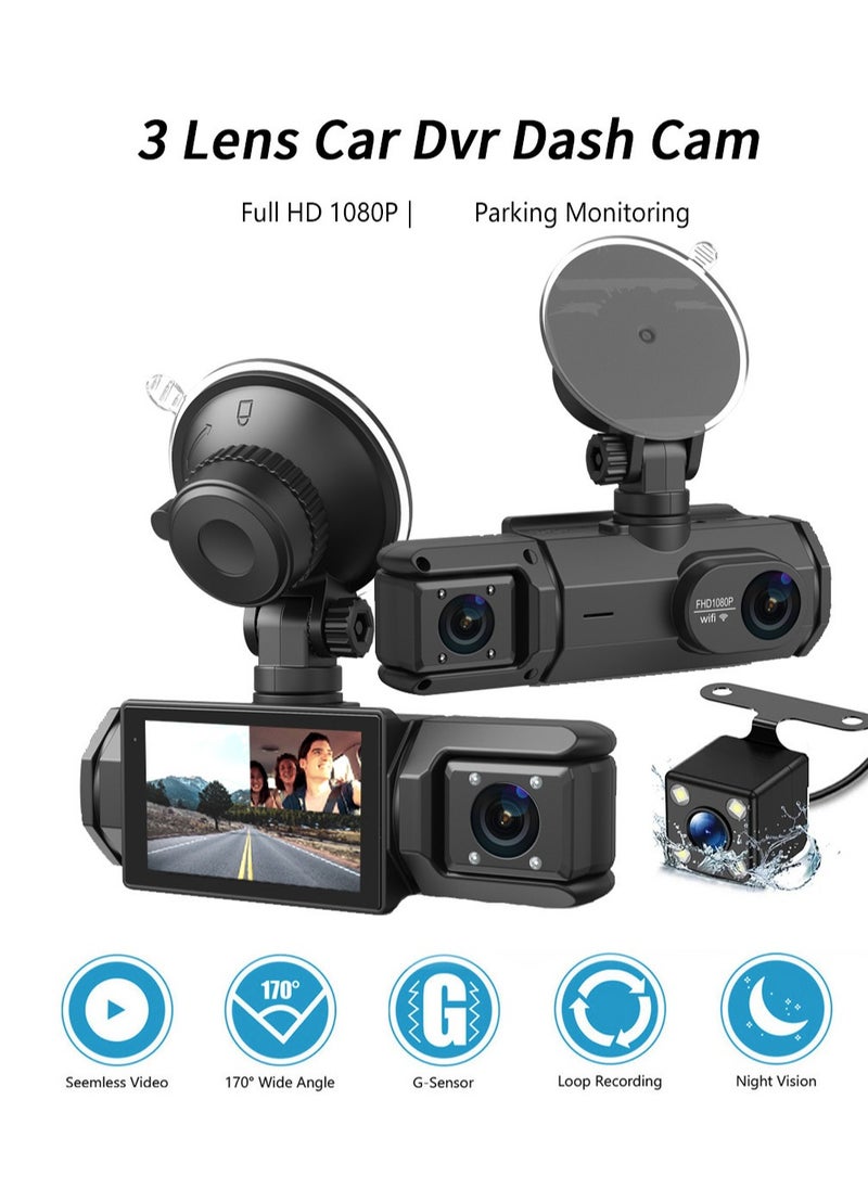 Angmei Dash Cam Front Rear, Full HD Dash Camera for Cars,Built-in Wi-Fi GPS, 3.16” IPS Screen, Night Vision, 170°Wide Angle, WDR, 24H Parking Mode  - Image 3