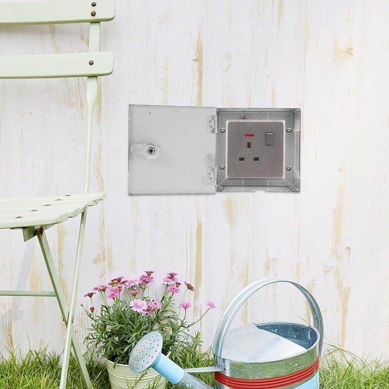 صندوق مخرج كهربائي خارجي مقاوم للعوامل الجوية من الفولاذ المقاوم للصدأ مع غطاء أمان قابل للقفل - Image 3