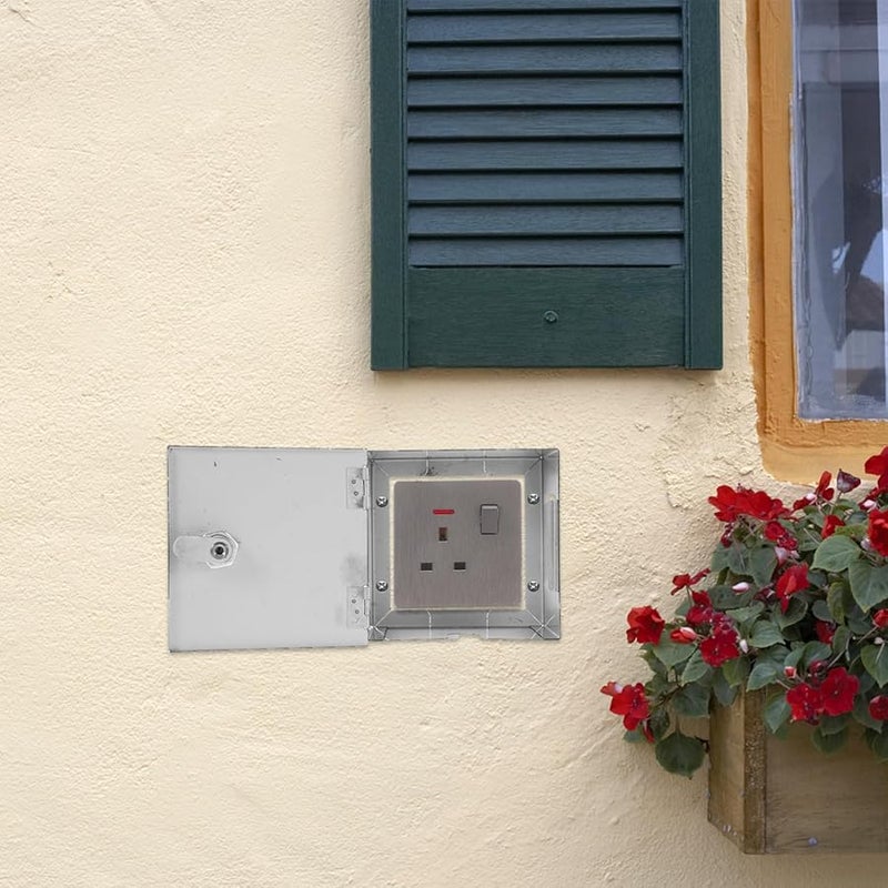 صندوق مخرج كهربائي خارجي مقاوم للعوامل الجوية من الفولاذ المقاوم للصدأ مع غطاء أمان قابل للقفل - Image 5