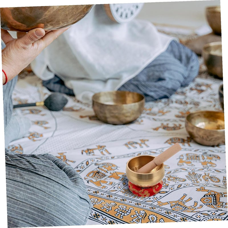 Generic Brass Singing Bowl Set with Cushion and Mallet for Yoga Meditation and Relaxation Tibetan Sound Bowls for Mindfulness and Home Decor Complete Meditation Accessories - Image 5