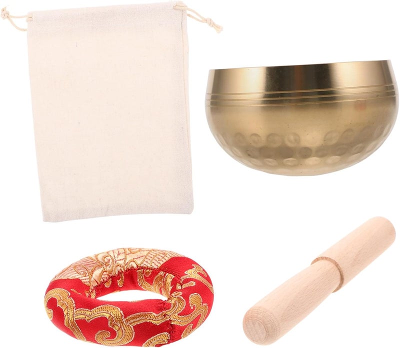 Generic Brass Singing Bowl Set with Cushion and Mallet for Yoga Meditation and Relaxation Tibetan Sound Bowls for Mindfulness and Home Decor Complete Meditation Accessories - Image 1