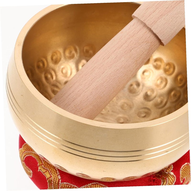 Generic Brass Singing Bowl Set with Cushion and Mallet for Yoga Meditation and Relaxation Tibetan Sound Bowls for Mindfulness and Home Decor Complete Meditation Accessories - Image 3