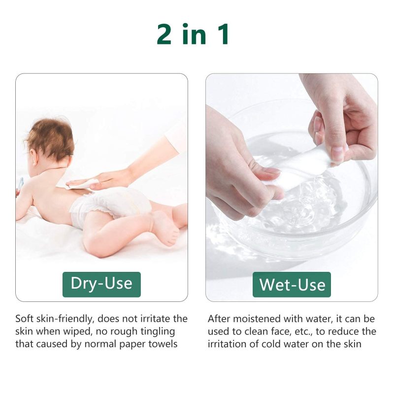 Disposable Cotton Facial Towels: 100% Natural Lint-free Double-sided Design - Thicker Stronger Dry & Wet Use for Sensitive Skin Baby Kid Adult Kitchen Home Cleaning - Image 4