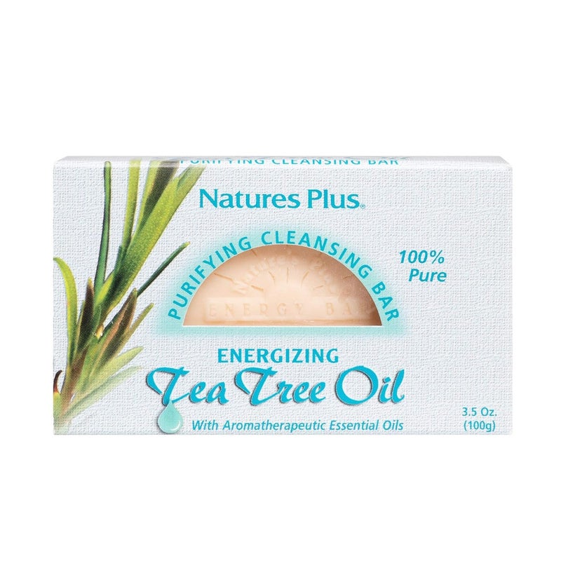 Natures Plus Purifying Cleansing Bar  With Energizing Tea Tree Oil  Aromatherapeutic Essential Oils  Promotes Skin Health  100 Pure  Natural  35 oz
