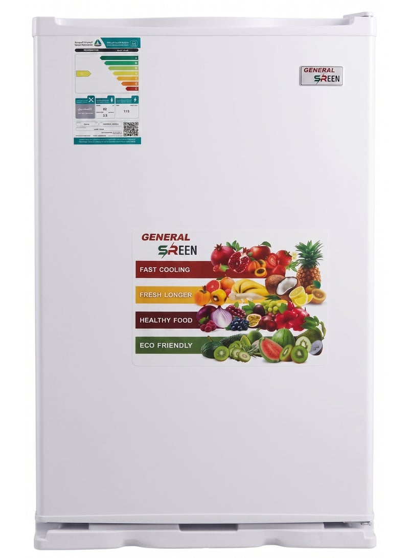 General Sreen Refrigerator 92 Liter Single Door, Compact Mini Fridge, Energy Efficient, White – GENERAL SREEN GSRF-92DF - Image 1